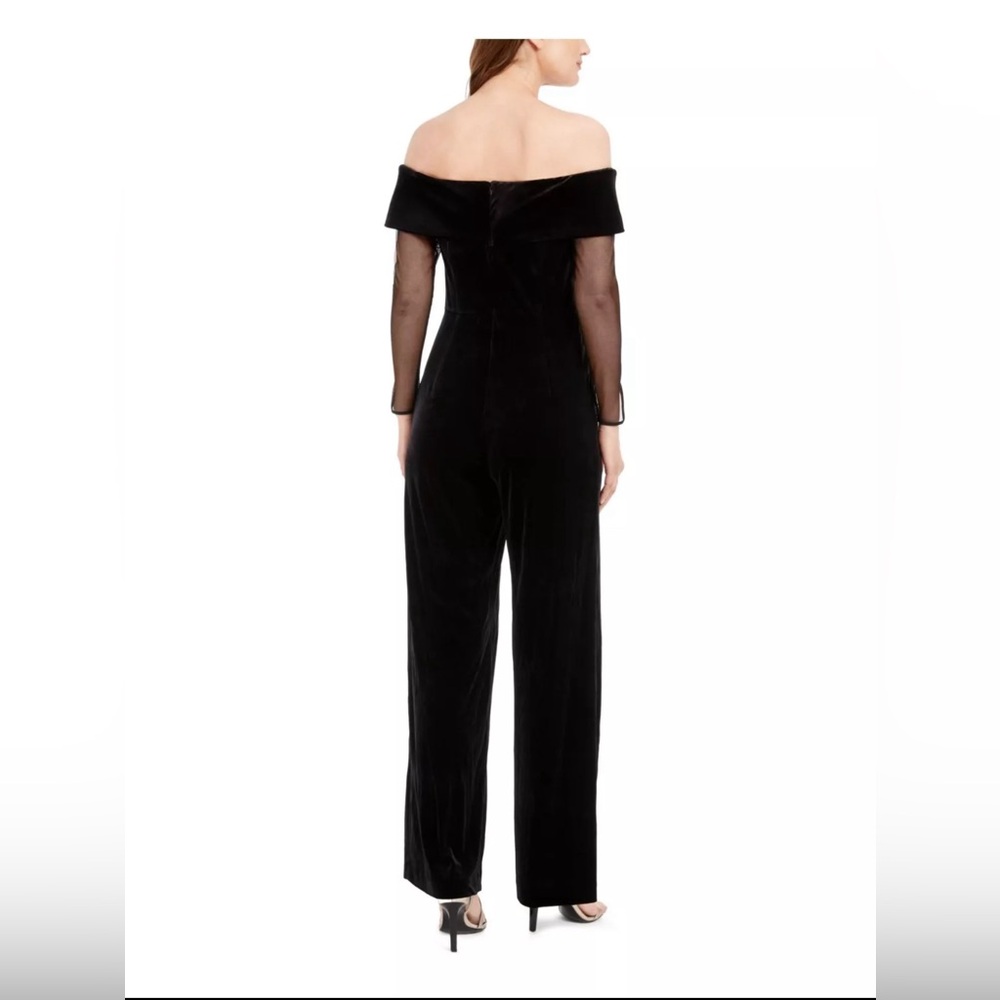 VELVET Off Shoulder Velour Sheer Mesh Long Sleeve Wide leg Whimsygoth holiday - Picture 2 of 10